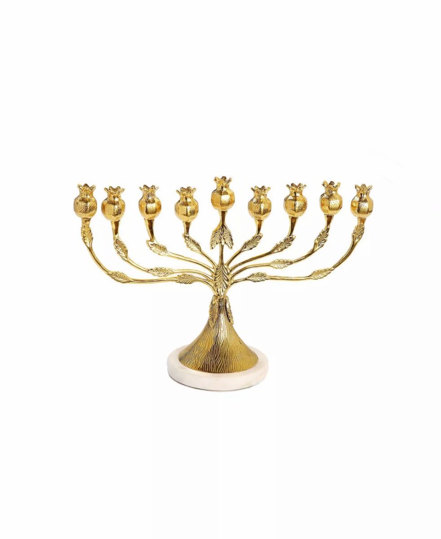 Misc_Gifts * | Classic Touch Menorah With Pomegranate Design Gold-Tone