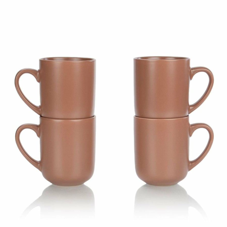 Glassware & Tabletop * | Everything Kitchens Modern Flat 15Oz Mugs (Set Of 4) | Terracotta