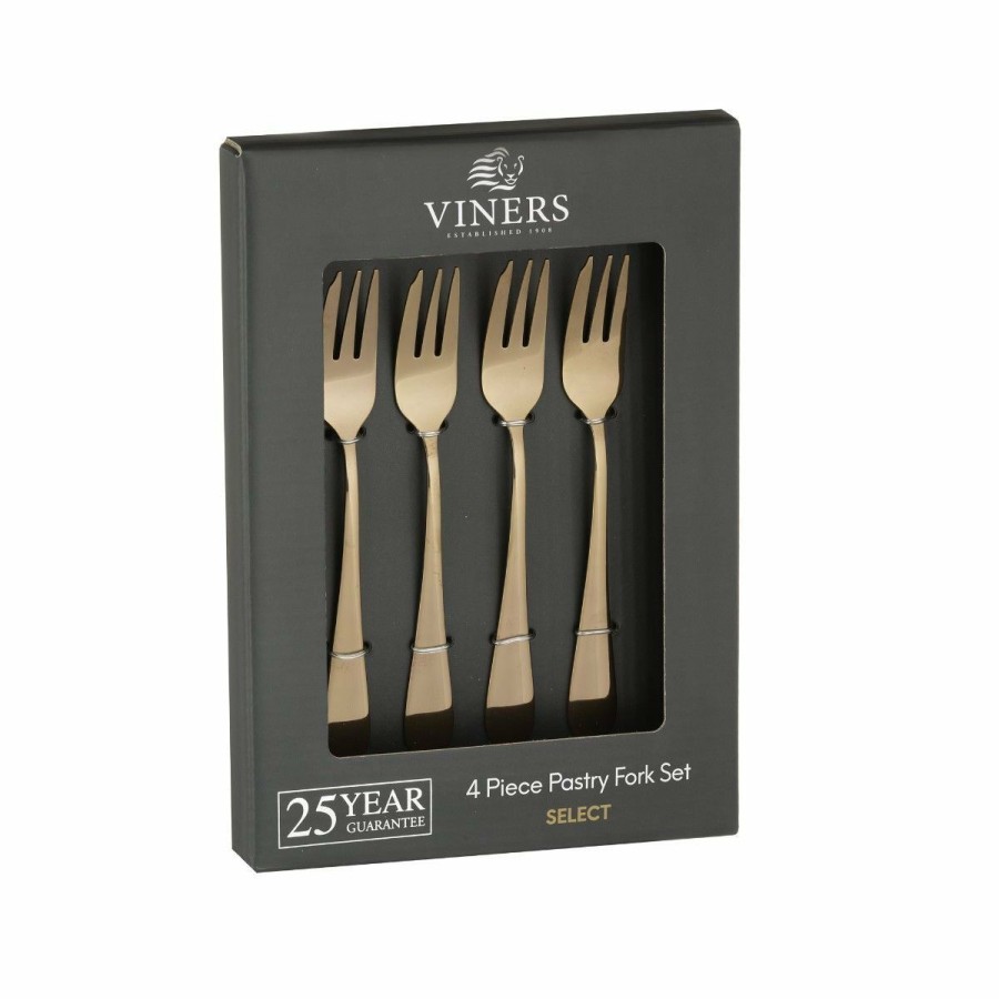 Glassware & Tabletop * | Viners Select 4-Piece Pastry Fork Set | Copper