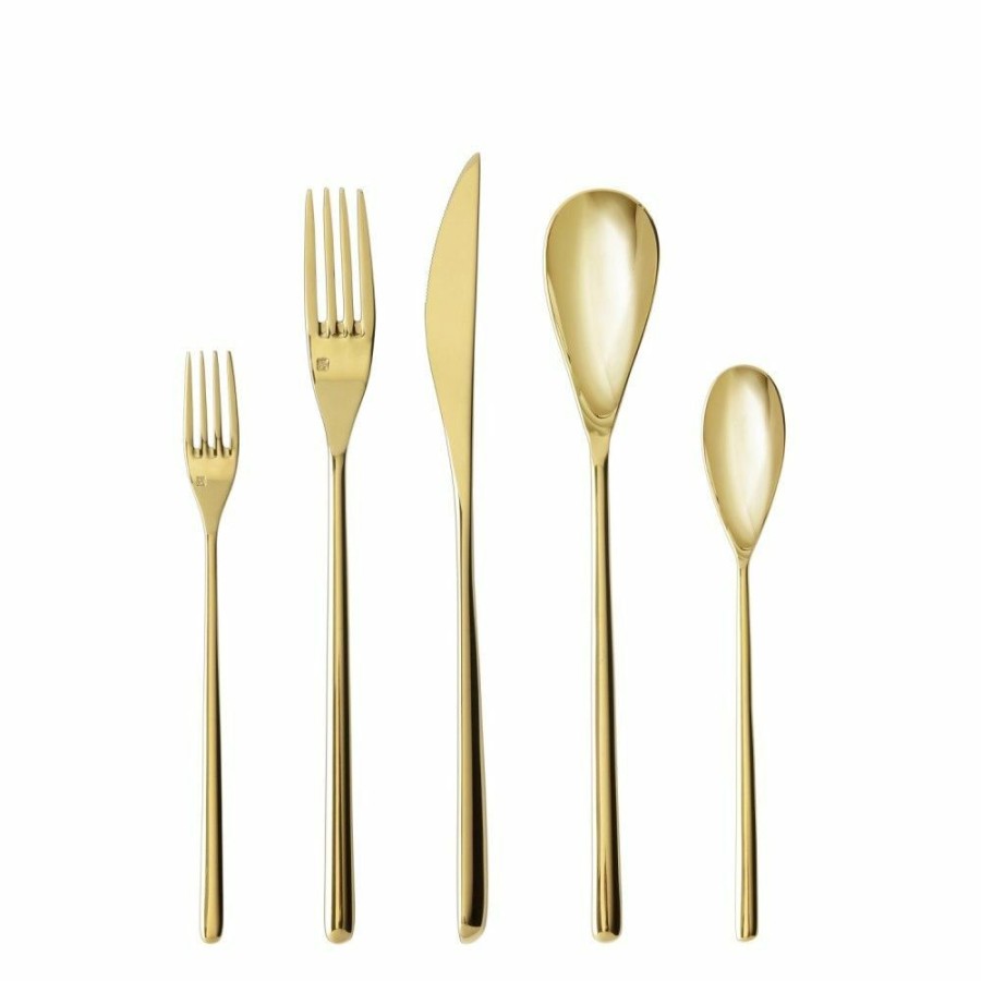 Glassware & Tabletop * | Fortessa Dragonfly 5-Piece Place Setting | Gold