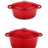 Kitchen * | Berghoff Neo Cast Iron Stockpot And Cove Dutch Ovens, Set Of 2 Red