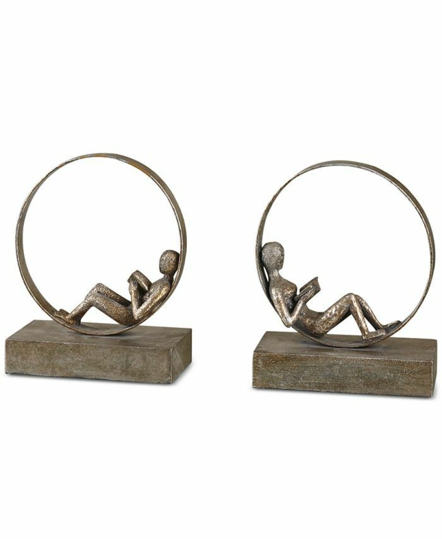 Misc_Gifts * | Uttermost Lounging Reader Set Of 2 Antique-Look Bookends