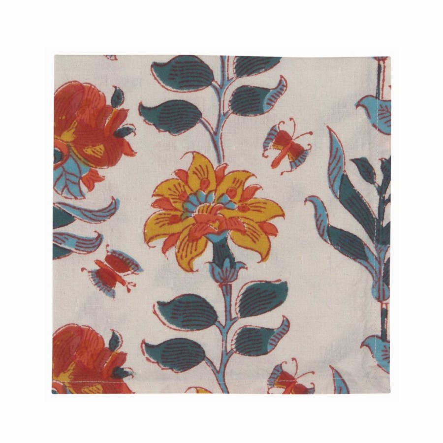 Glassware & Tabletop * | Danica Brands Danica Heirloom 18 Block Print Napkins (Set Of 4) | Marigold