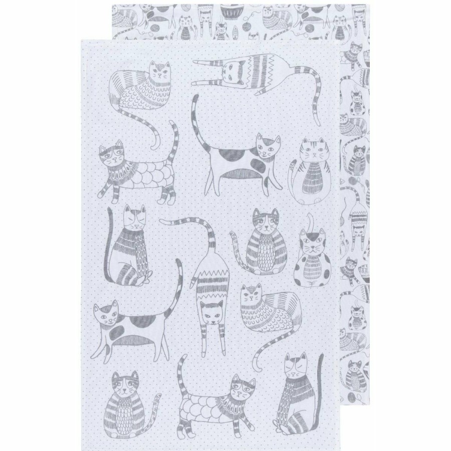 Glassware & Tabletop * | Danica Brands Now Designs By Danica Floursack Dishtowels (Set Of 2) | Purr Party