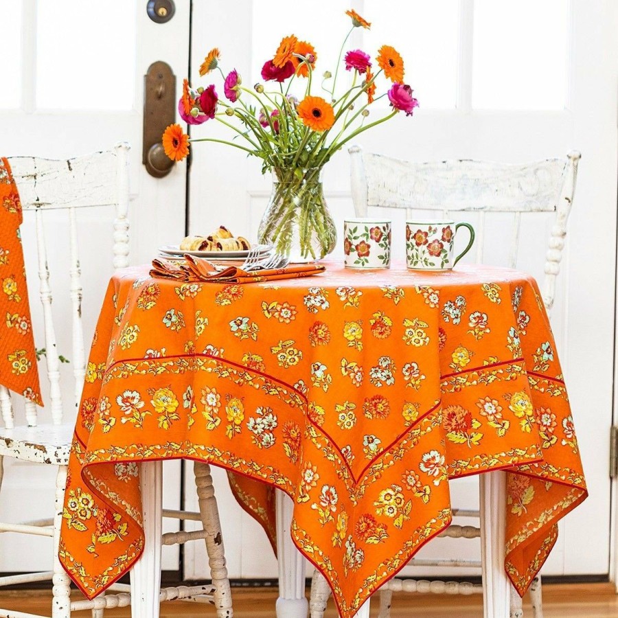 Glassware & Tabletop * | April Cornell 54 X 54 Flower Toss Breakfast Tablecloth | Terracotta