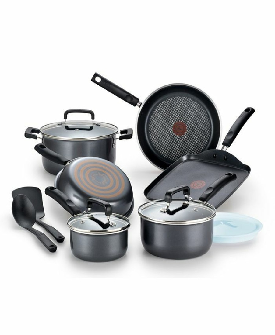 Kitchen * | T-Fal Signature Titanium 12 Piece Nonstick Cookware Set Black