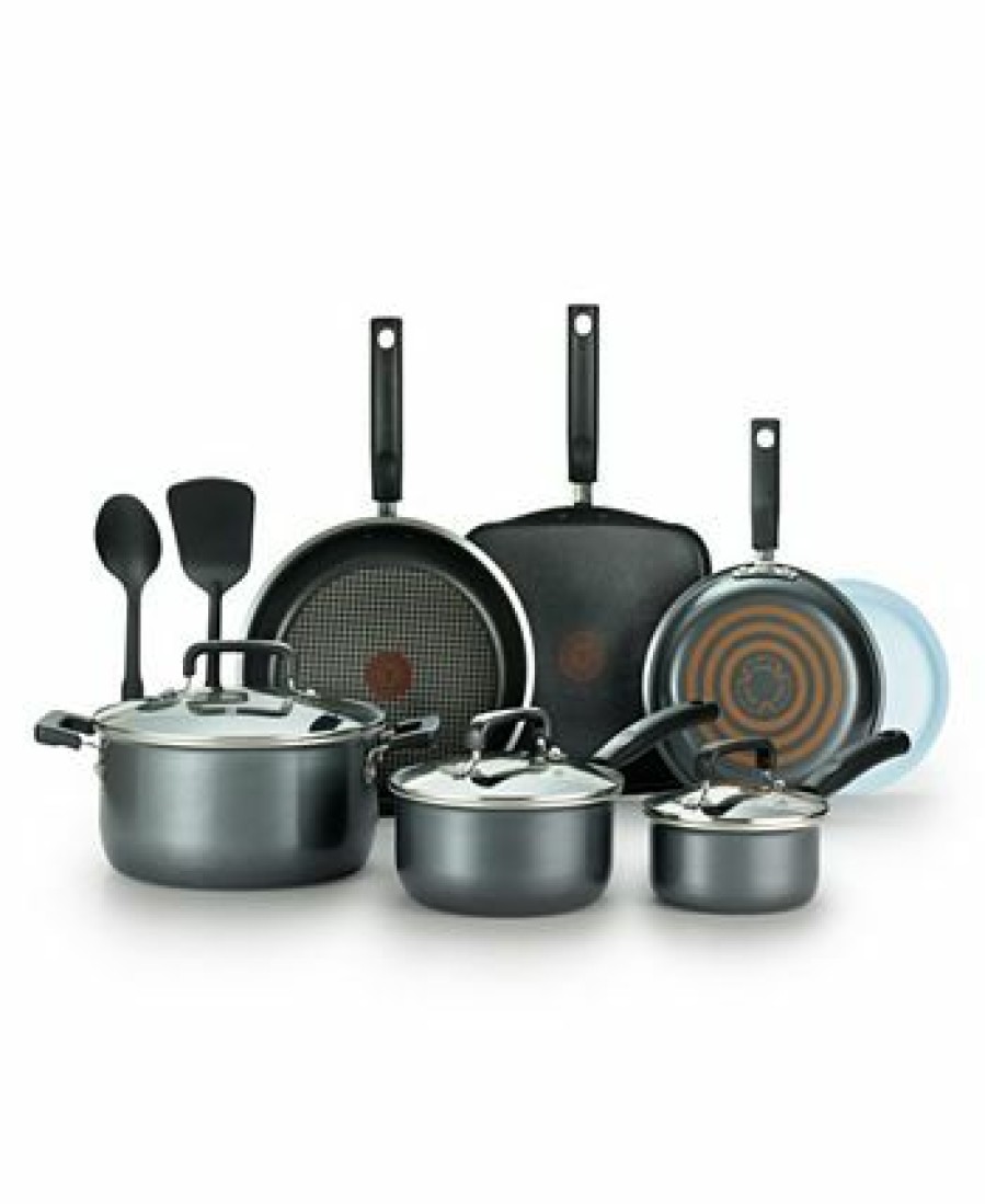 Kitchen * | T-Fal Signature Titanium 12 Piece Nonstick Cookware Set Black