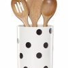 Kitchen * | Kate Spade Closeout! New York All In Good Taste Deco Dot Utensil Crock And Wooden Utensils White