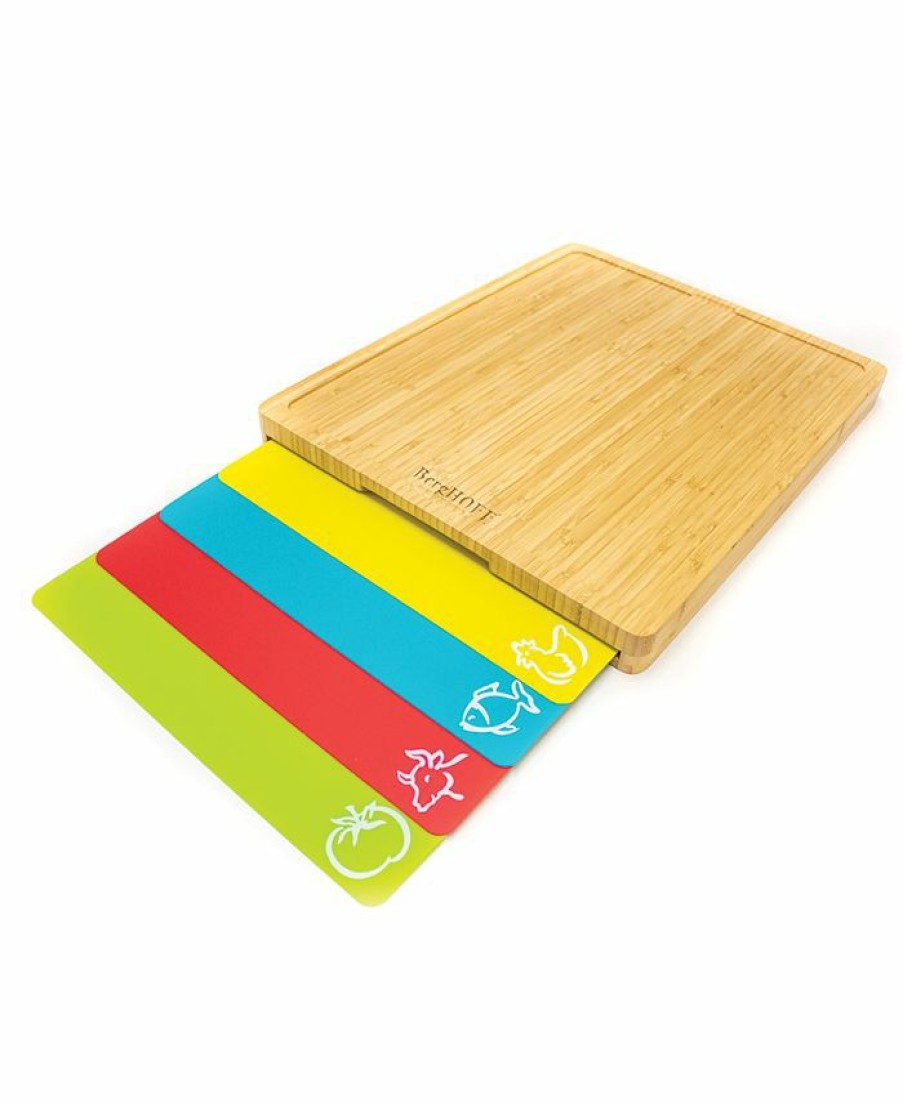 Kitchen * | Berghoff Amboo Cutting Board And 4 Multi-Colored Inserts Set, 5 Piece Brown