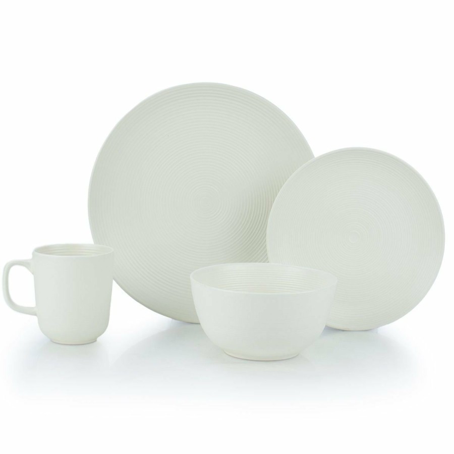 Glassware & Tabletop * | Everything Kitchens Modern Colorful Neutrals Rippled 16-Piece Dinnerware Set Matte | Ivory