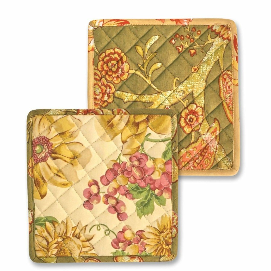 Glassware & Tabletop * | April Cornell Potholders (Set Of 2) | Pumpkin Hollow Patchwork