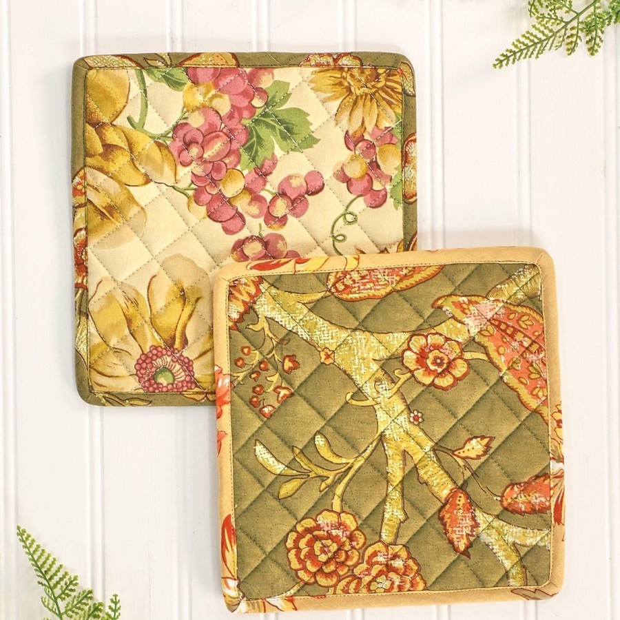 Glassware & Tabletop * | April Cornell Potholders (Set Of 2) | Pumpkin Hollow Patchwork