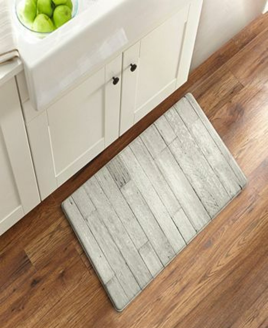 Kitchen * | Elrene Farmhouse Living Faux Wood Grain Rustic Comfort Anti Fatigue Kitchen Mat, 18 30 Natural Grey