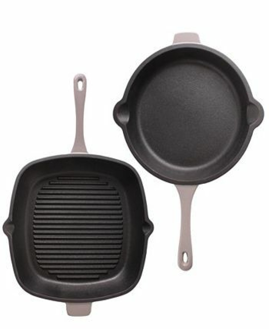 Kitchen * | Berghoff Neo Cast Iron Fry Pan, Grill Pan And Slotted Steak Press, Set Of 3 Gray