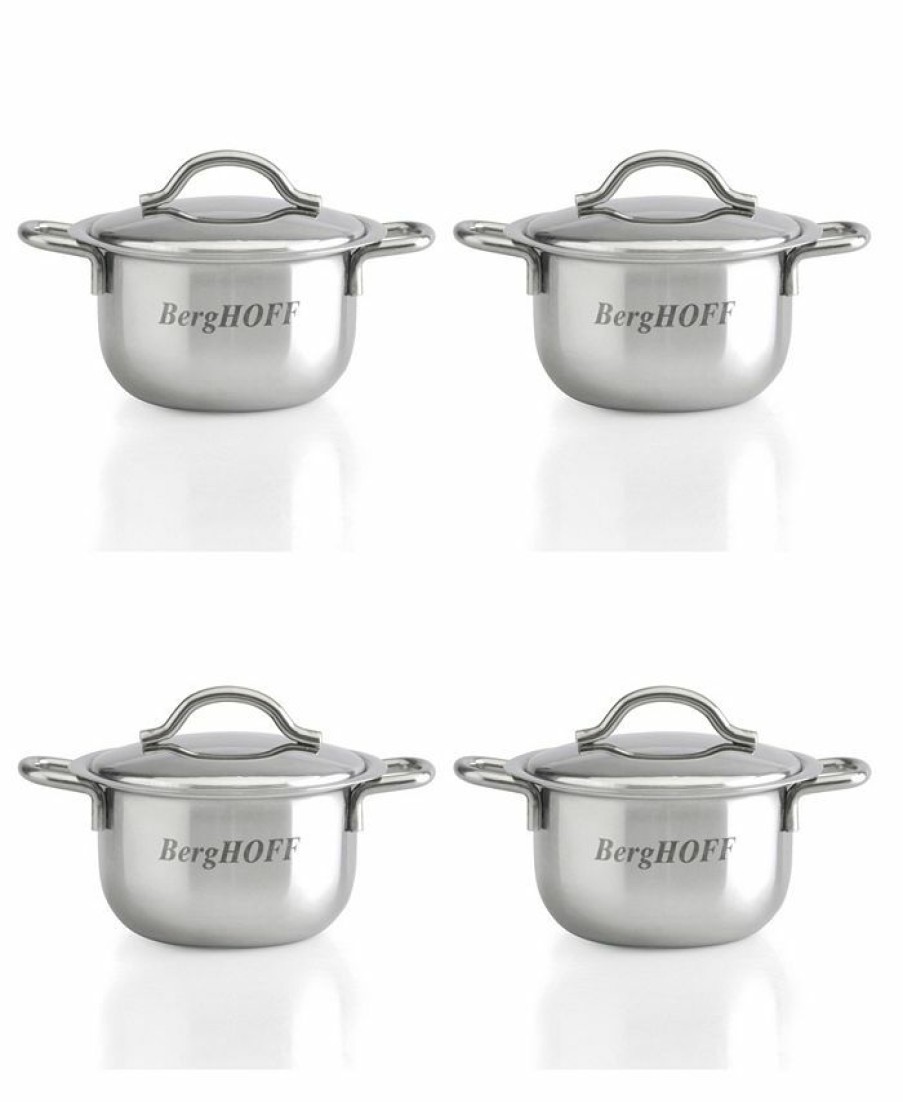 Kitchen * | Berghoff Covered Mini 4-Piece Pots Set Silver-Tone