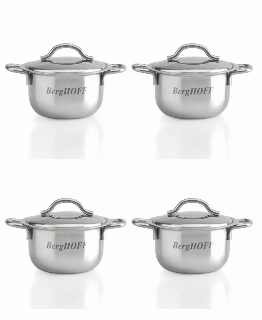 Kitchen * | Berghoff Covered Mini 4-Piece Pots Set Silver-Tone