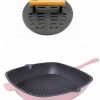 Kitchen * | Berghoff Neo Cast Iron 11 Grill Pan With Slotted Steak Press, Set Of 2 Pink