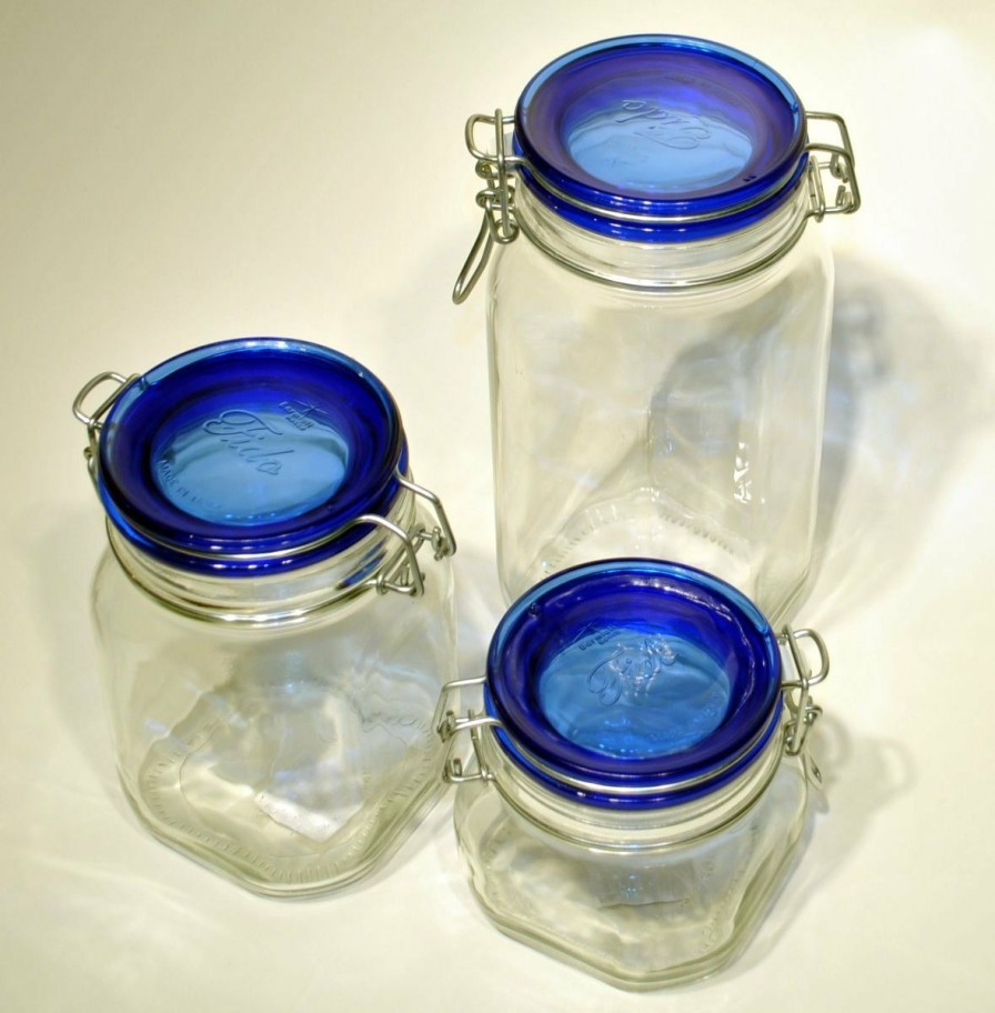 Glassware & Tabletop * | Bormioli Rocco 1L Swing Top Fido Canning Jar | Blue Lid