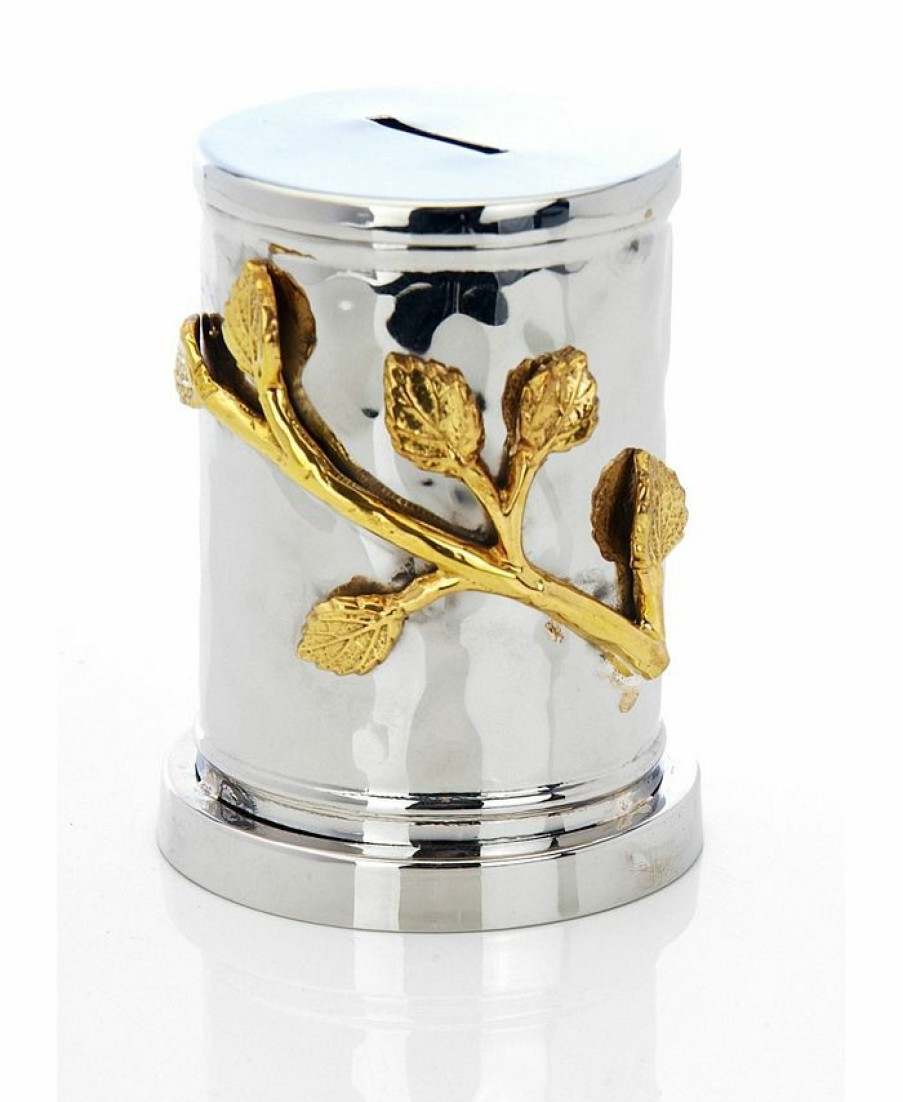 Misc_Gifts * | Classic Touch Leaf Design Charity Or Money Box With Coin Slit Silver-Tone, Gold-Tone