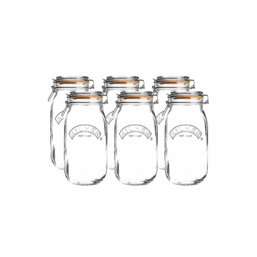 Glassware & Tabletop * | Kilner Swing Top Round Glass Jars (Set Of 6) | 3L