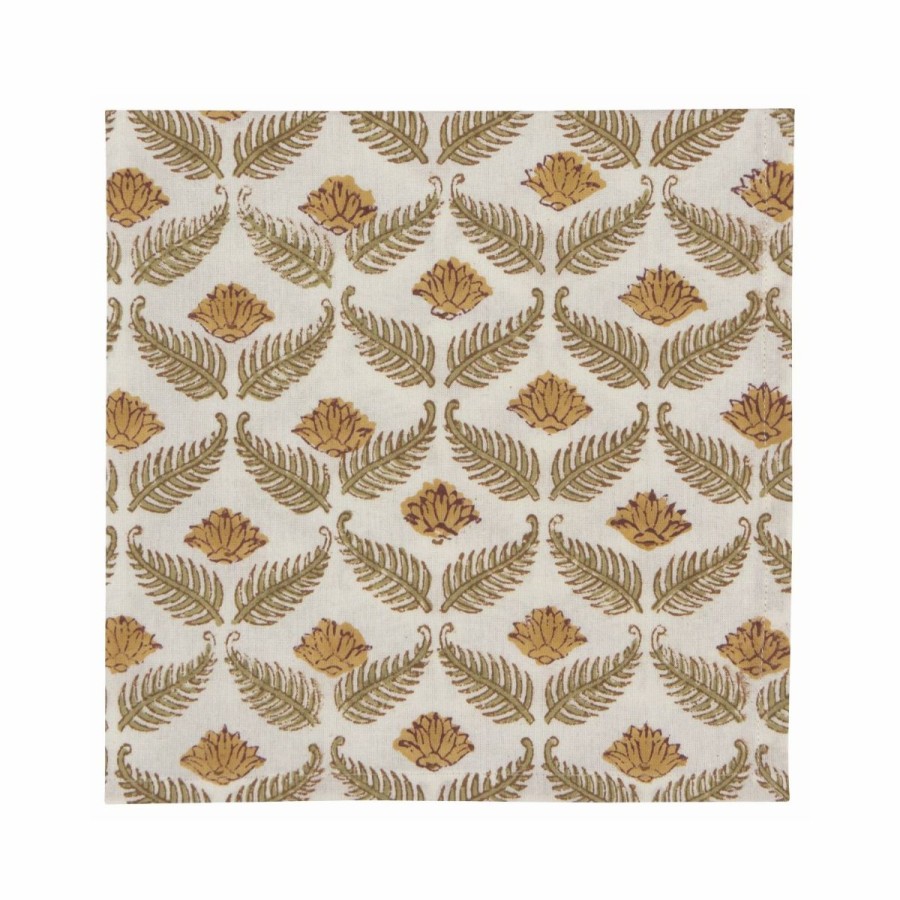 Glassware & Tabletop * | Danica Brands Danica Heirloom 18 Block Print Napkins (Set Of 4) | Frond