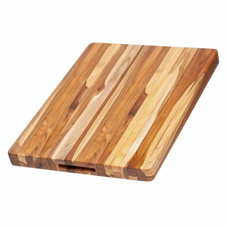 Knives * | Teakhaus Edge Grain Carving Board W/Hand Grip (Rectangle) | 20 X 15 X 1.5 With Board Seasoning Stick