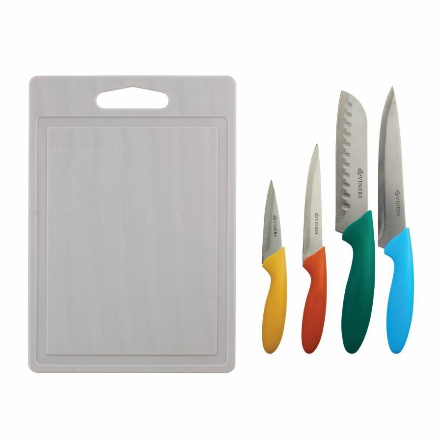 Knives * | Viners Vivid Knife Set With Chopping Board | 4-Piece