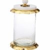 Misc_Gifts * | Classic Touch 8.5 Glass Canister With Marble And Lid Gold