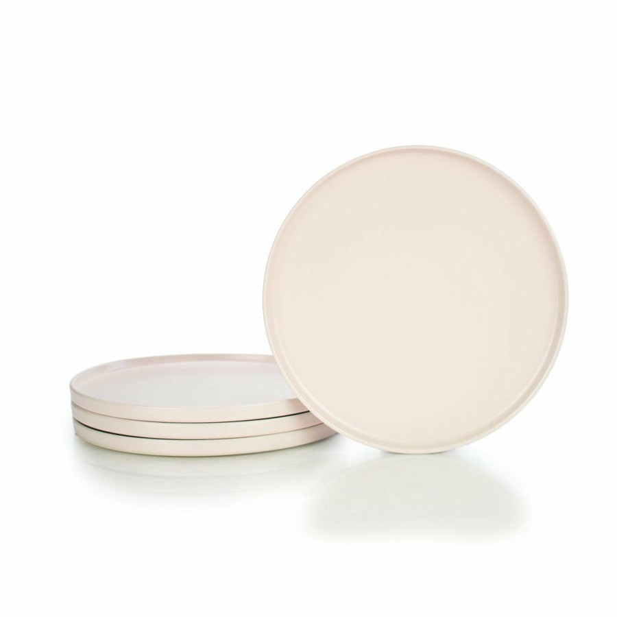 Glassware & Tabletop * | Everything Kitchens Modern Flat 8-Piece Dinner Plate Set | Soft Pink & Stone Gray