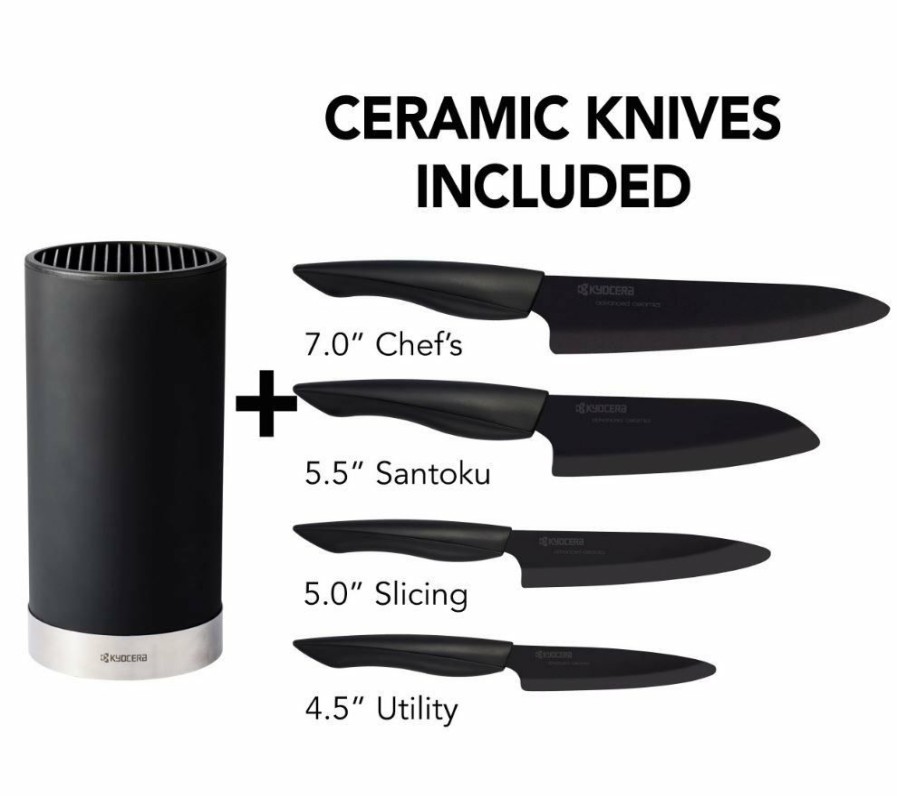 Knives * | Kyocera Innovation Series Ceramic Knife Block Set: (7, 5.5 , 5 , 4.5 Knives) Z212 Advanced Ceramic Knives