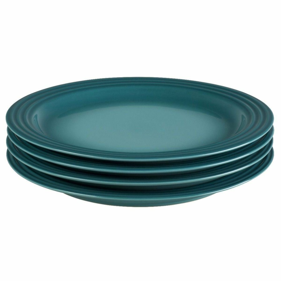 Glassware & Tabletop * | Le Creuset 10.5 Dinner Plates Set Of 4 | Caribbean Blue