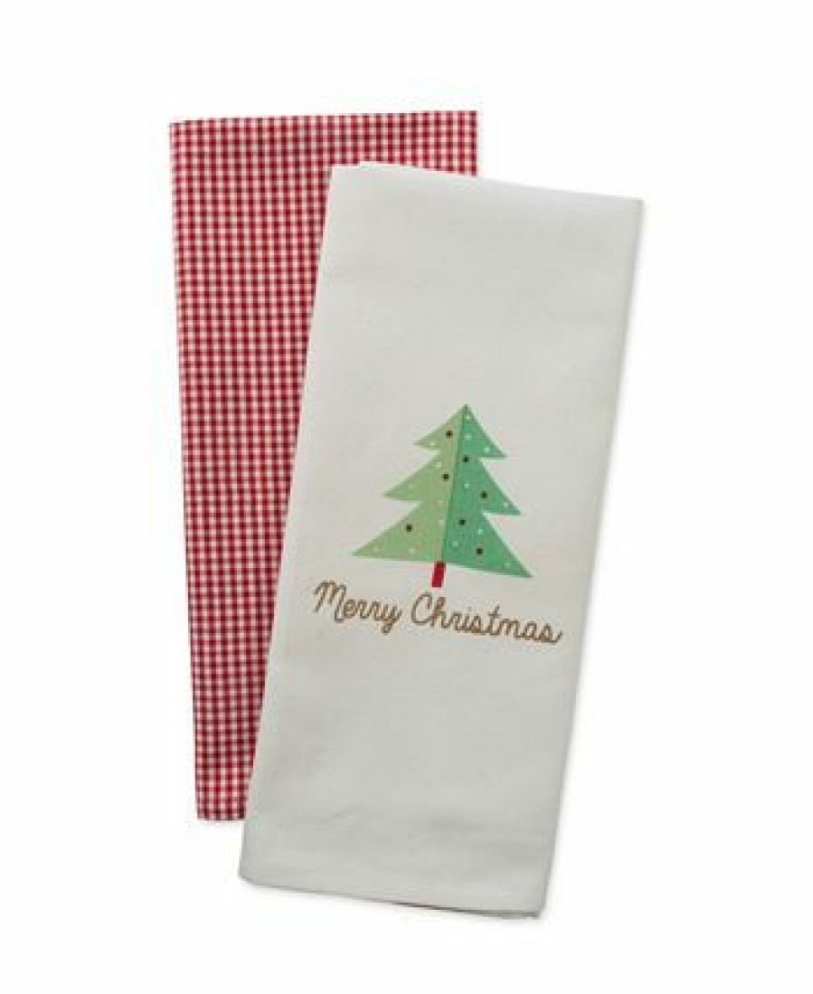 Kitchen * | Design Imports Check Merry Christmas Dishtowel Set Red