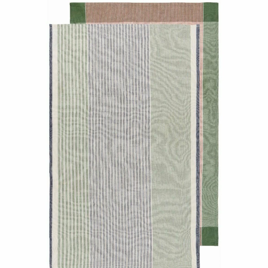 Glassware & Tabletop * | Danica Brands Danica Heirloom Array Stripe Dishtowels (Set Of 2) | Jade