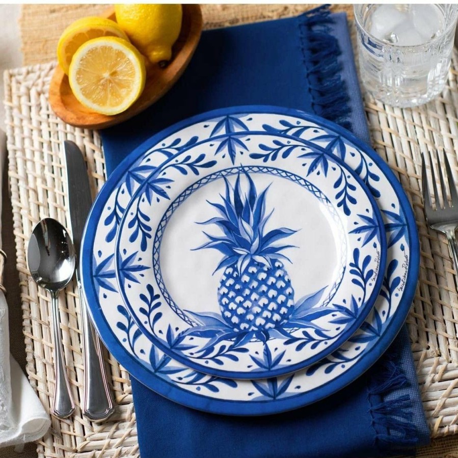 Glassware & Tabletop * | Bamboo Table Dinner Plate | Blue Pineapple