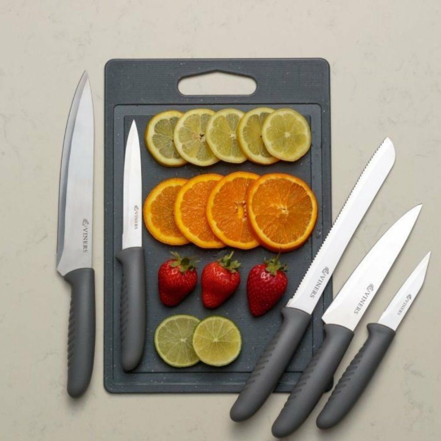 Knives * | Viners 5-Piece Knife & Chopping Board Set | Speckle