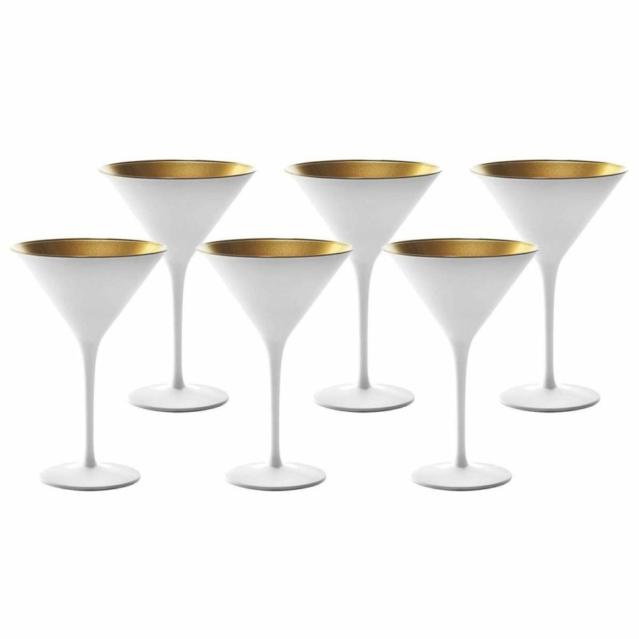 Glassware & Tabletop * | Stolzle 8Oz Olympia Crystal Martini Glasses Set Of 6 | White & Gold