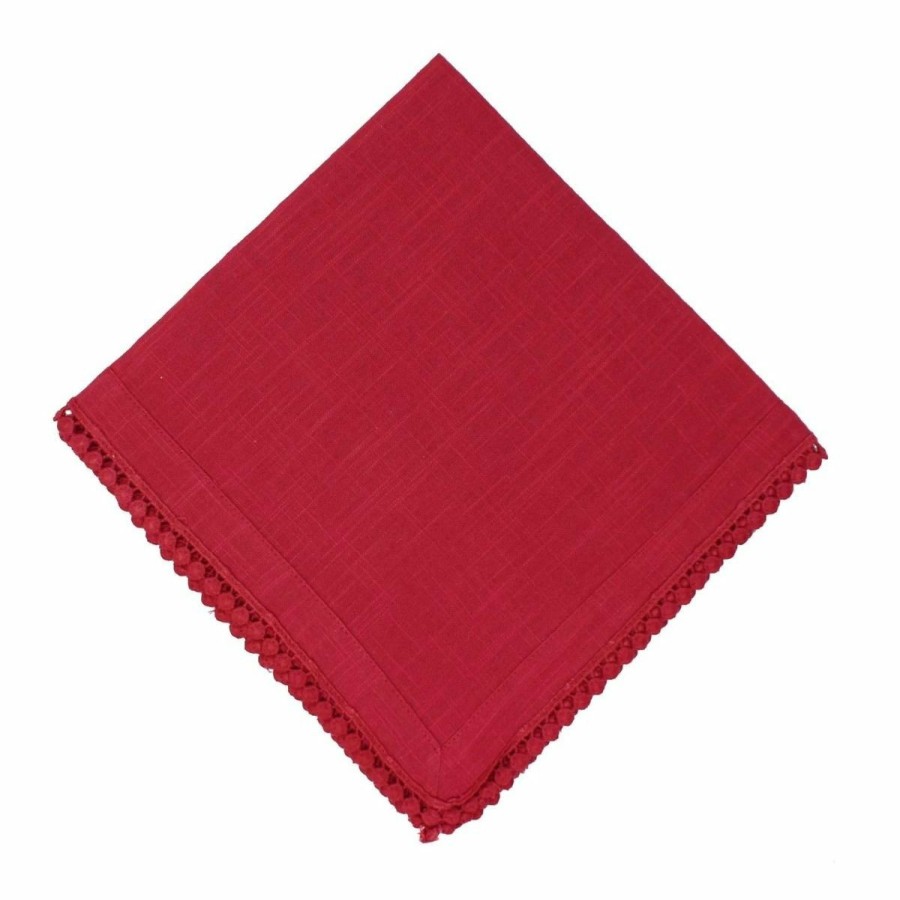 Glassware & Tabletop * | Mahogany Usa Solid 18 X 18 Lace Napkin | Red