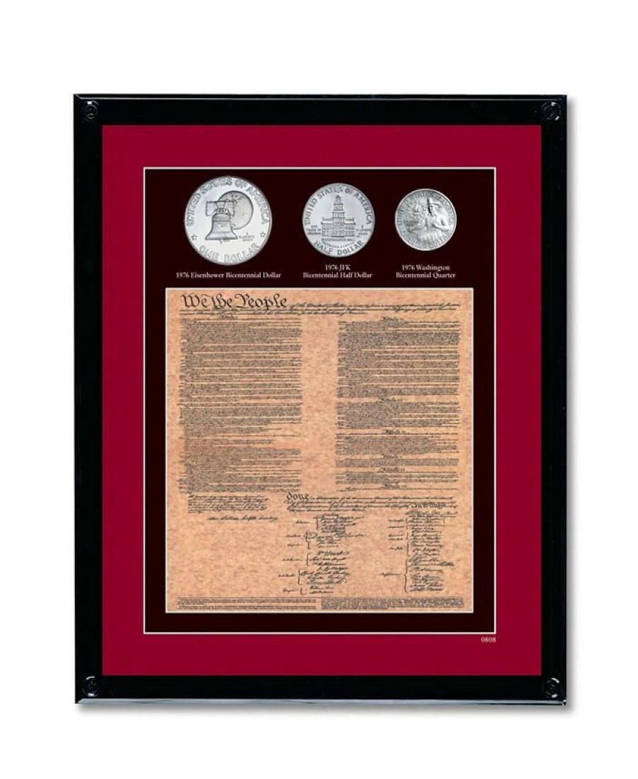 Misc_Gifts * | American Coin Treasures Framed U.S. Constitution With All 3 Bicentennial Coins Multi