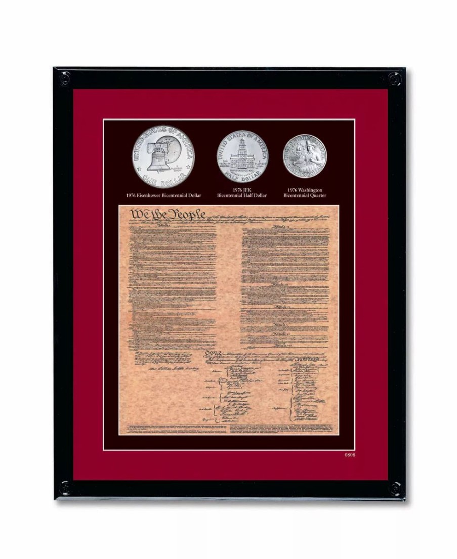 Misc_Gifts * | American Coin Treasures Framed U.S. Constitution With All 3 Bicentennial Coins Multi