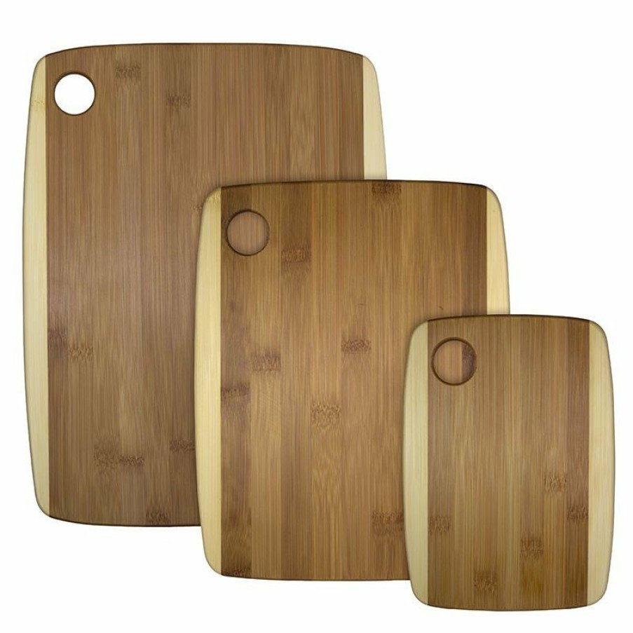 Knives * | Totally Bamboo All-Natural Bamboo Two-Tone 3-Piece Cutting Board Set