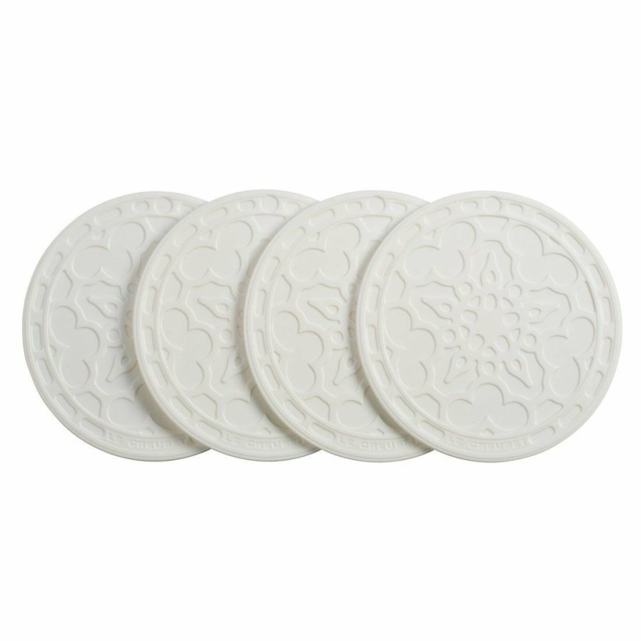 Glassware & Tabletop * | Le Creuset 4 Silicone French Drink Coasters (Set Of 4) | White