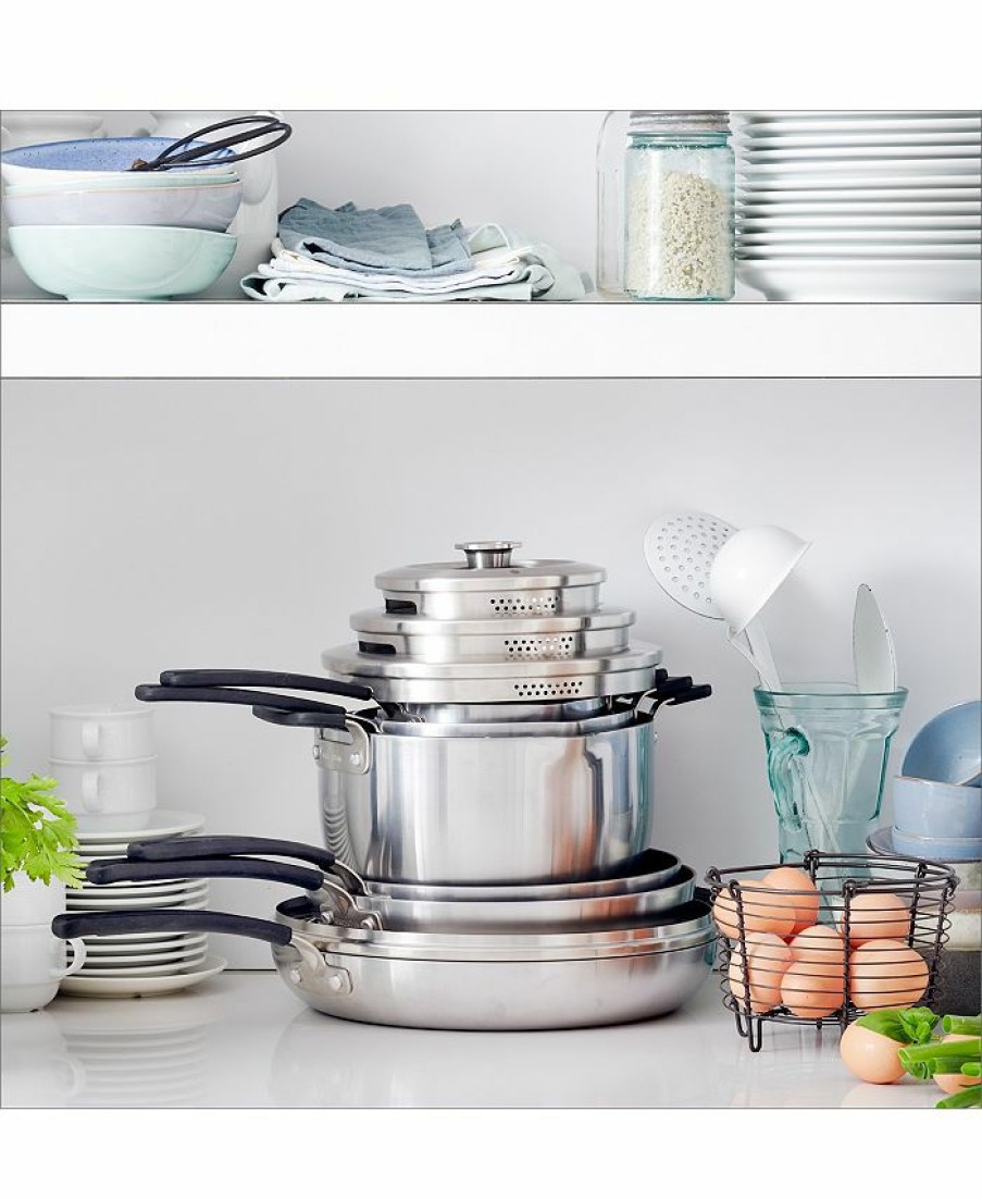 Kitchen * | Greenpan Levels 11-Pc. Stainless Steel Stackable Ceramic Nonstick Cookware Set, Created For Macy'S