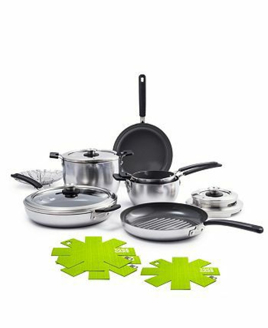 Kitchen * | Greenpan Levels 11-Pc. Stainless Steel Stackable Ceramic Nonstick Cookware Set, Created For Macy'S