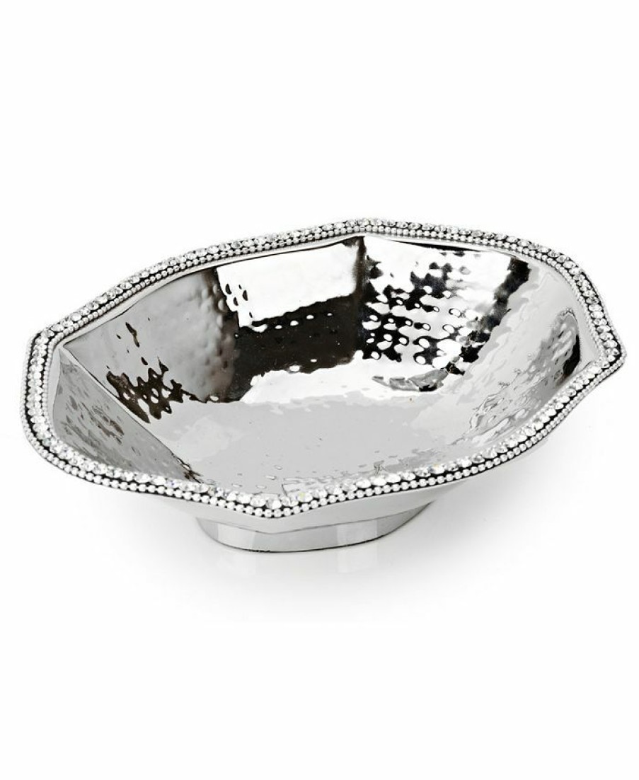 Misc_Gifts * | Classic Touch Stainless Steel Octagonal Dish With Diamonds Silver