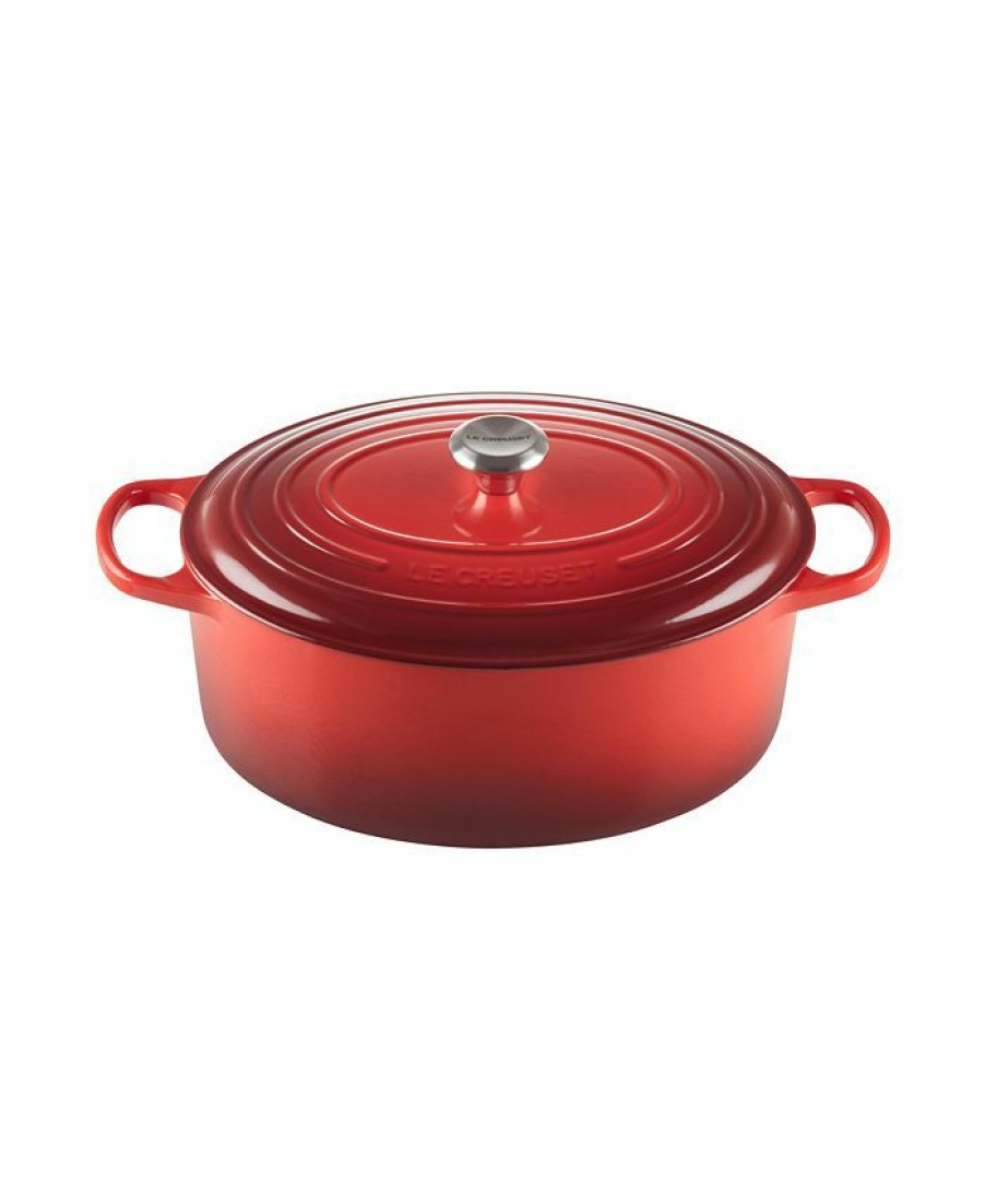 Kitchen * | Le Creuset 9.5-Qt. Signature Enameled Cast Iron Oval Dutch Oven Cerise