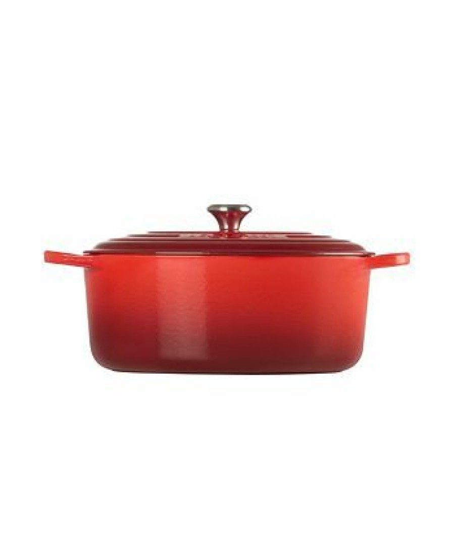 Kitchen * | Le Creuset 9.5-Qt. Signature Enameled Cast Iron Oval Dutch Oven Cerise