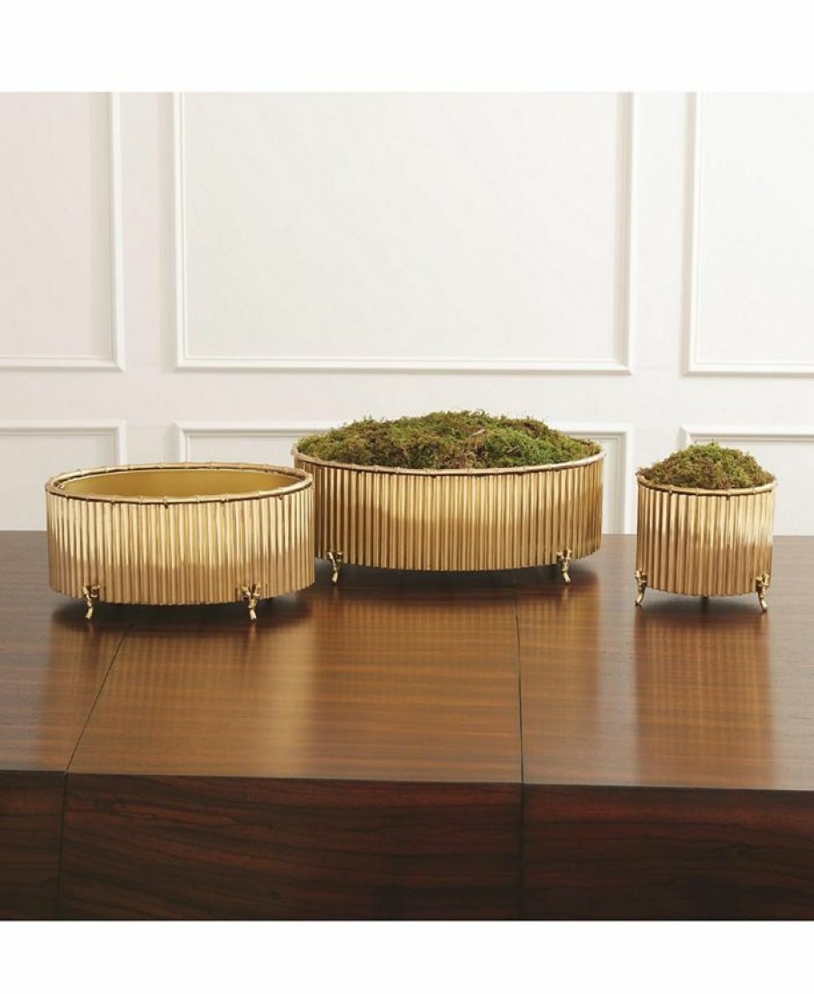 Misc_Gifts * | Global Views Corrugated Bamboo Cachepot Medium