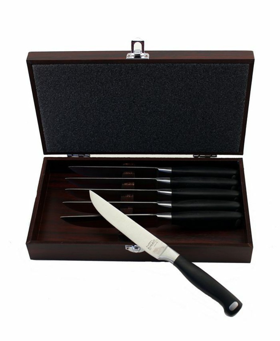 Kitchen * | Berghoff Istro 6 Piece Steak Knife Set With Wooden Case Black