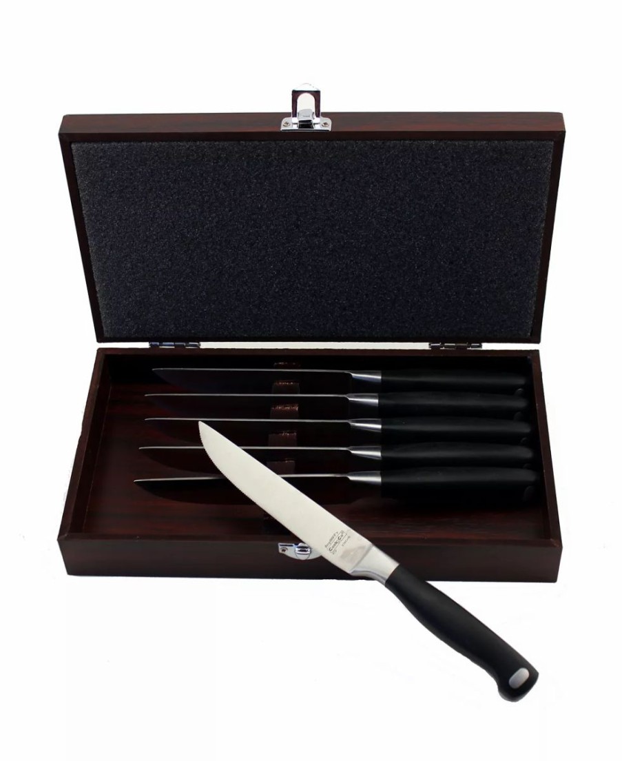 Kitchen * | Berghoff Istro 6 Piece Steak Knife Set With Wooden Case Black