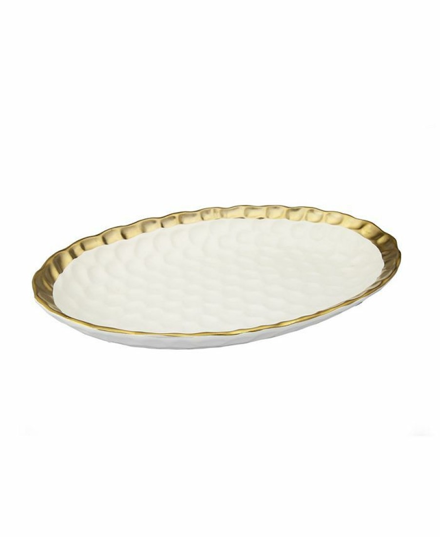 Misc_Gifts * | Classic Touch Oval Tray With Rim White